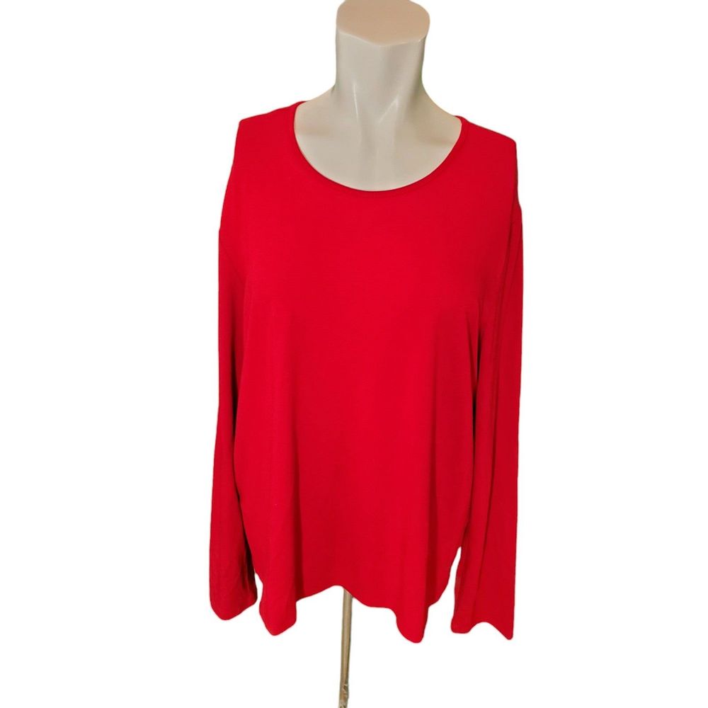 Eileen Fisher Vintage Red Pullover Scoop Neck Top Sz XL
